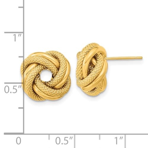 Q Gold 14kt Textured Double Love Knot Post Earrings