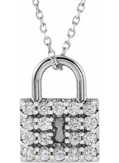14kt Gold Diamond Lock Necklace