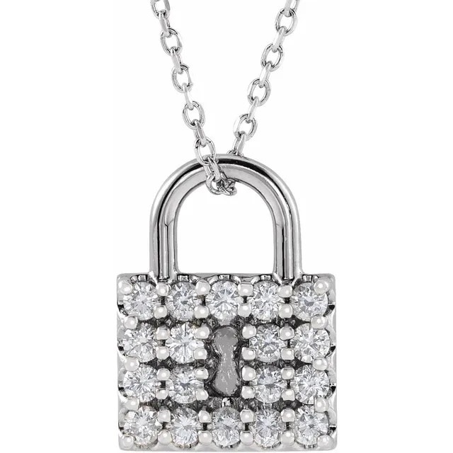 Stuller 14kt Gold Diamond Lock Necklace