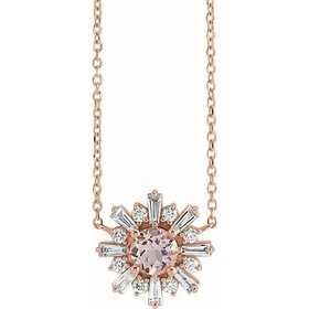 Morganite & Diamond Starburst Necklace