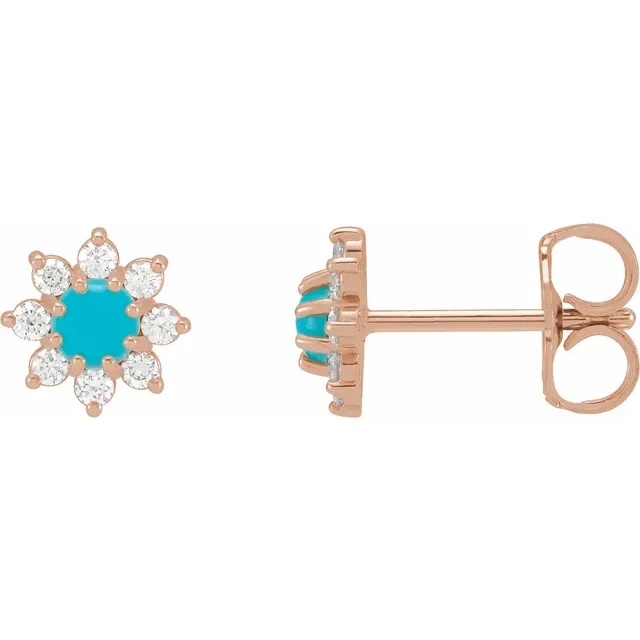 Stuller Turquoise & Diamond Flower Earrings