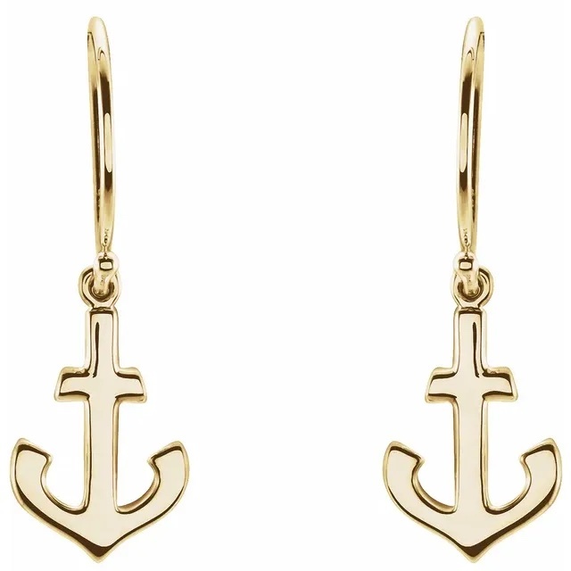 84603 14kt white gold anchor drop earrings