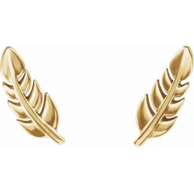 Golden Leaf Shaped Ear Stud by FashionCrab® 