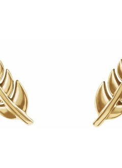 14kt Gold Leaf Stud Earrings