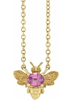 Bee Necklace with Pink Sapphire Center