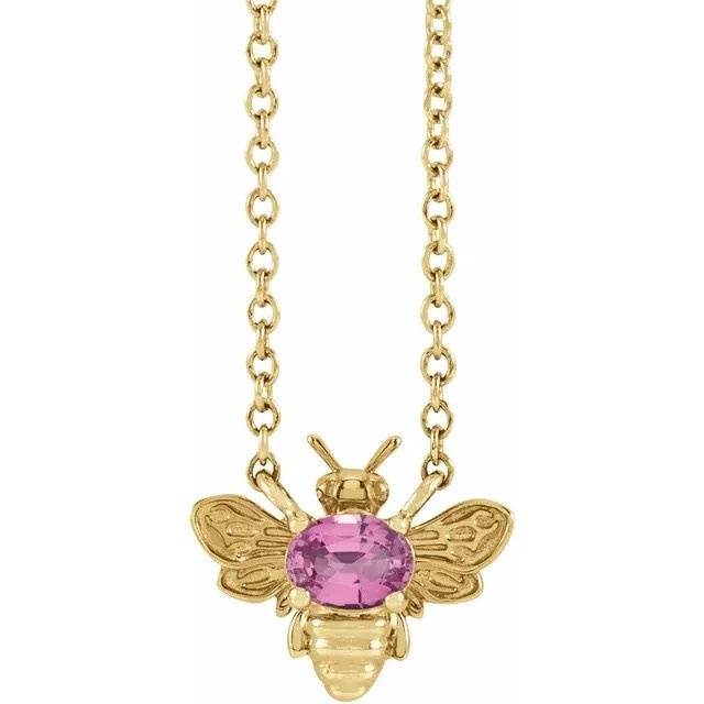 Bee Necklace with Pink Sapphire Center
