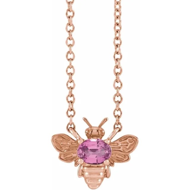 Stuller Bee Necklace with Pink Sapphire Center