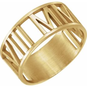 Pierced Roman Numeral Date Ring