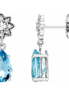 Pear Shape Aquamarine & Diamond Cluster Earrings