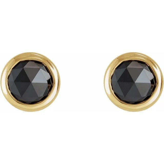 Stuller 0.50 Carat Total Rose Cut Black Diamond Stud Earrings