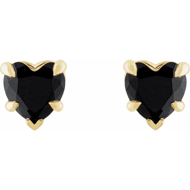 Stuller Black Onyx Heart Stud Earrings