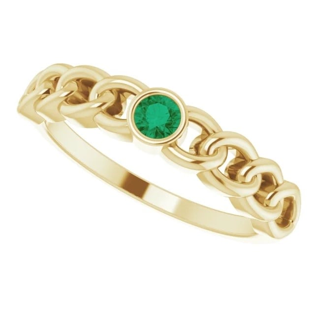 Stuller 14kt Gold Emerald Curb Chain Ring