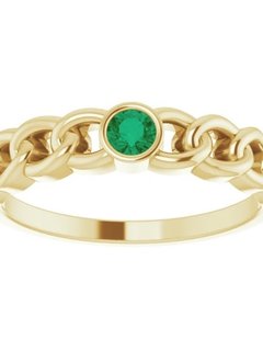 14kt Gold Emerald Curb Chain Ring