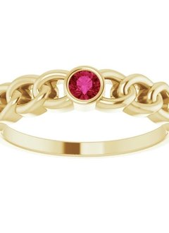 14kt Gold Ruby Curb Chain Ring