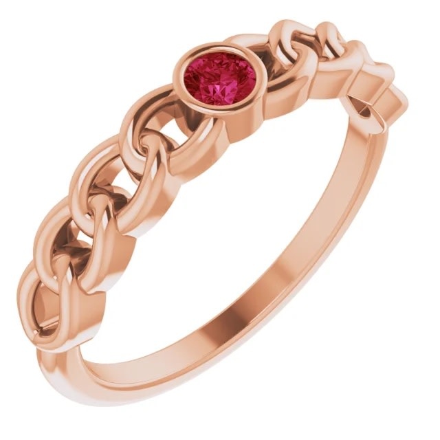Stuller 14kt Gold Ruby Curb Chain Ring