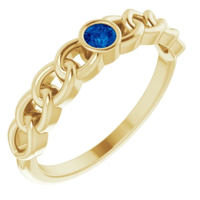 Stuller 14kt Gold Sapphire Curb Chain Ring