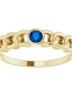 14kt Gold Sapphire Curb Chain Ring