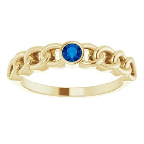 14kt Gold Sapphire Curb Chain Ring