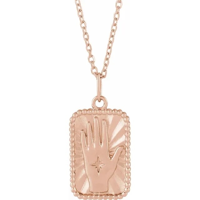 14kt Gold Hamsa Hand Tarot Necklace - Freedman Jewelers