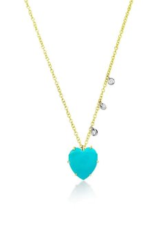 Turquoise Yellow Gold Heart Necklace