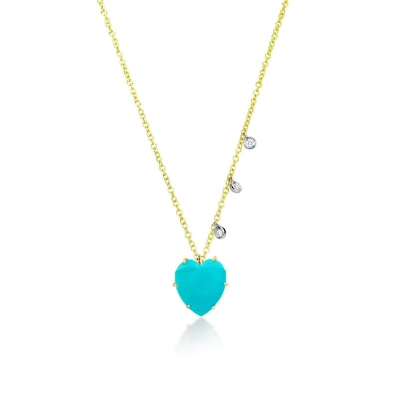 Yellow Gold Turquoise and Diamond Oval Necklace – Meira T Boutique