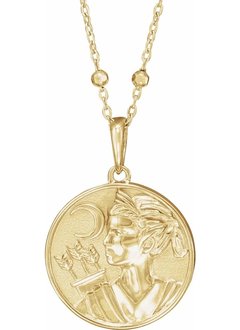 14kt Yellow Gold  Artemis Coin  Necklace