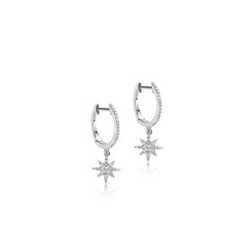 14kt White Gold Diamond Starburst Earrings