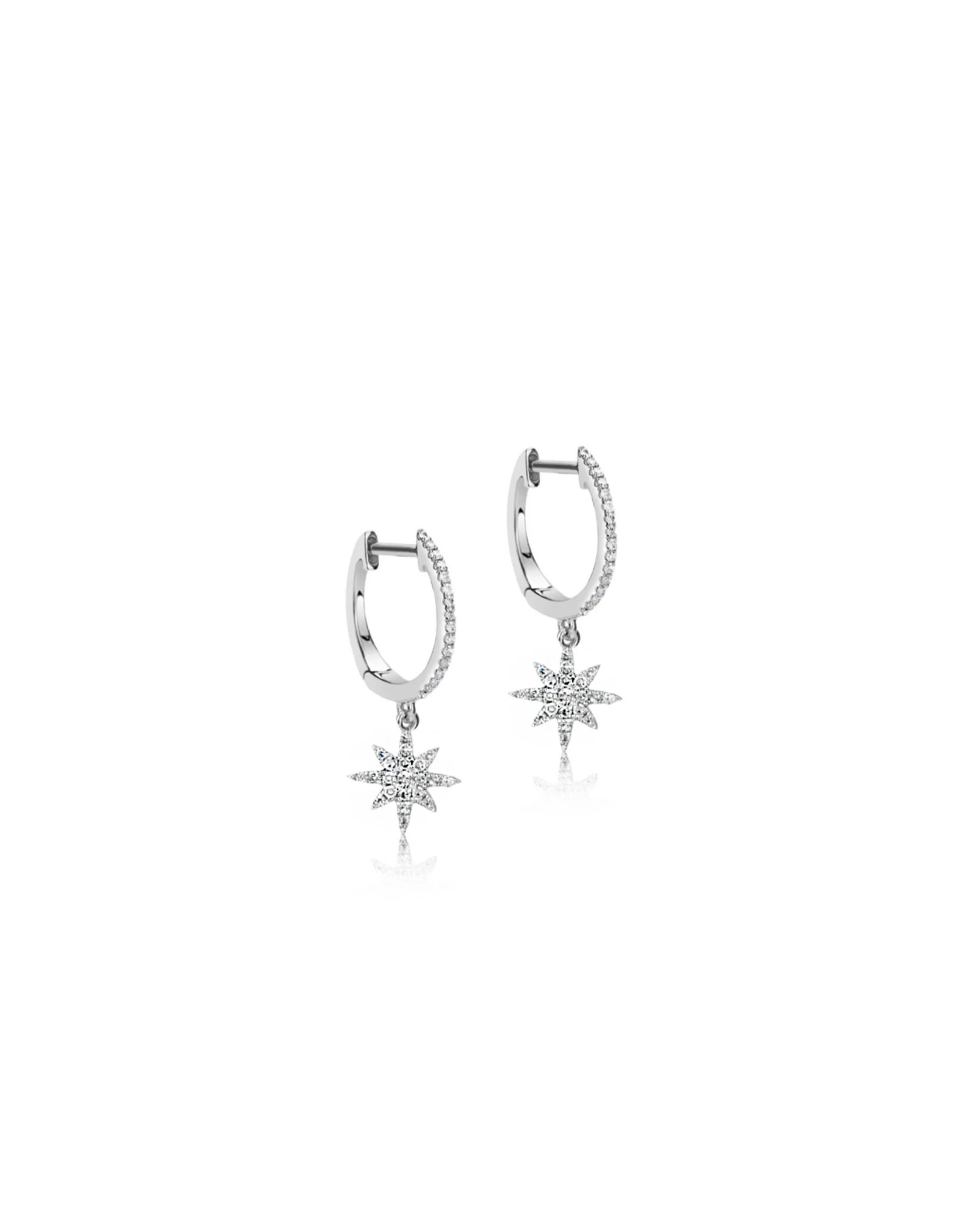 Meira T 14kt White Gold Diamond Starburst Earrings