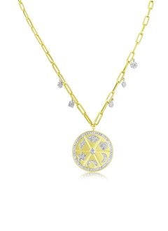 Paperclip Chain Yellow Gold Symbols Necklace