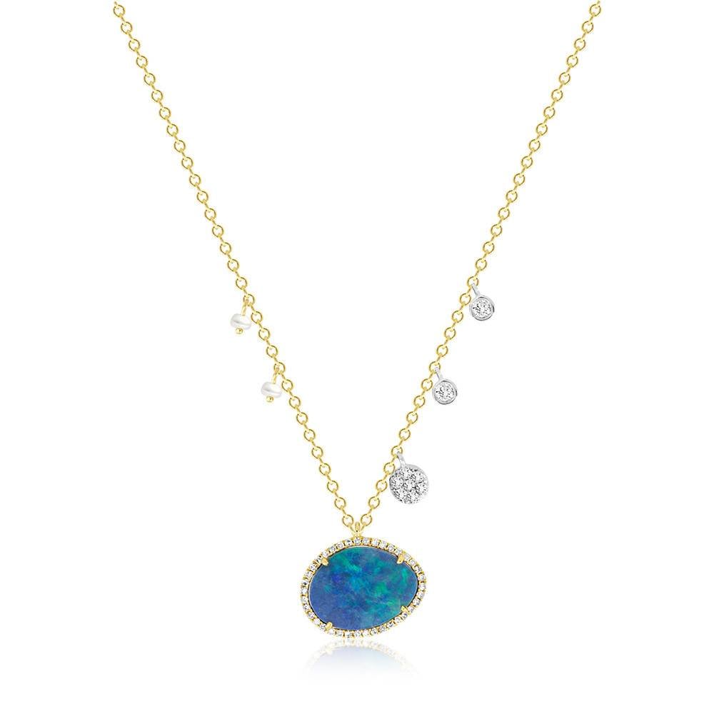 N8594 opal, pearl and diamond necklace