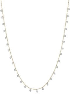 N9933 hanging diamond bezel necklace