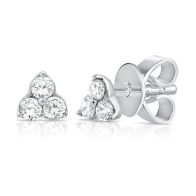 3 Diamond Cluster Stud Earrings