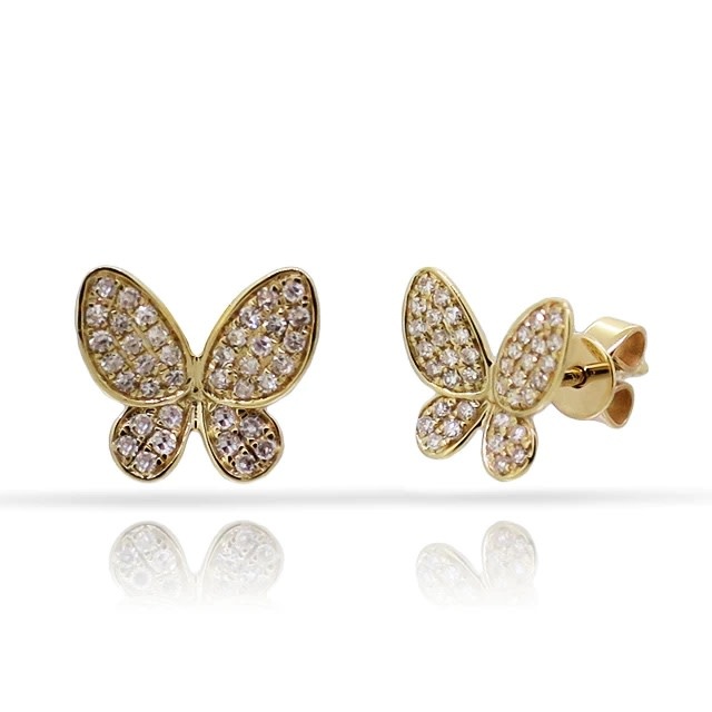 Set of 3 Gold Tone Earrings Featuring Butterfly and Flower Studs -  Approximately 0.2-0.5 L, 261581