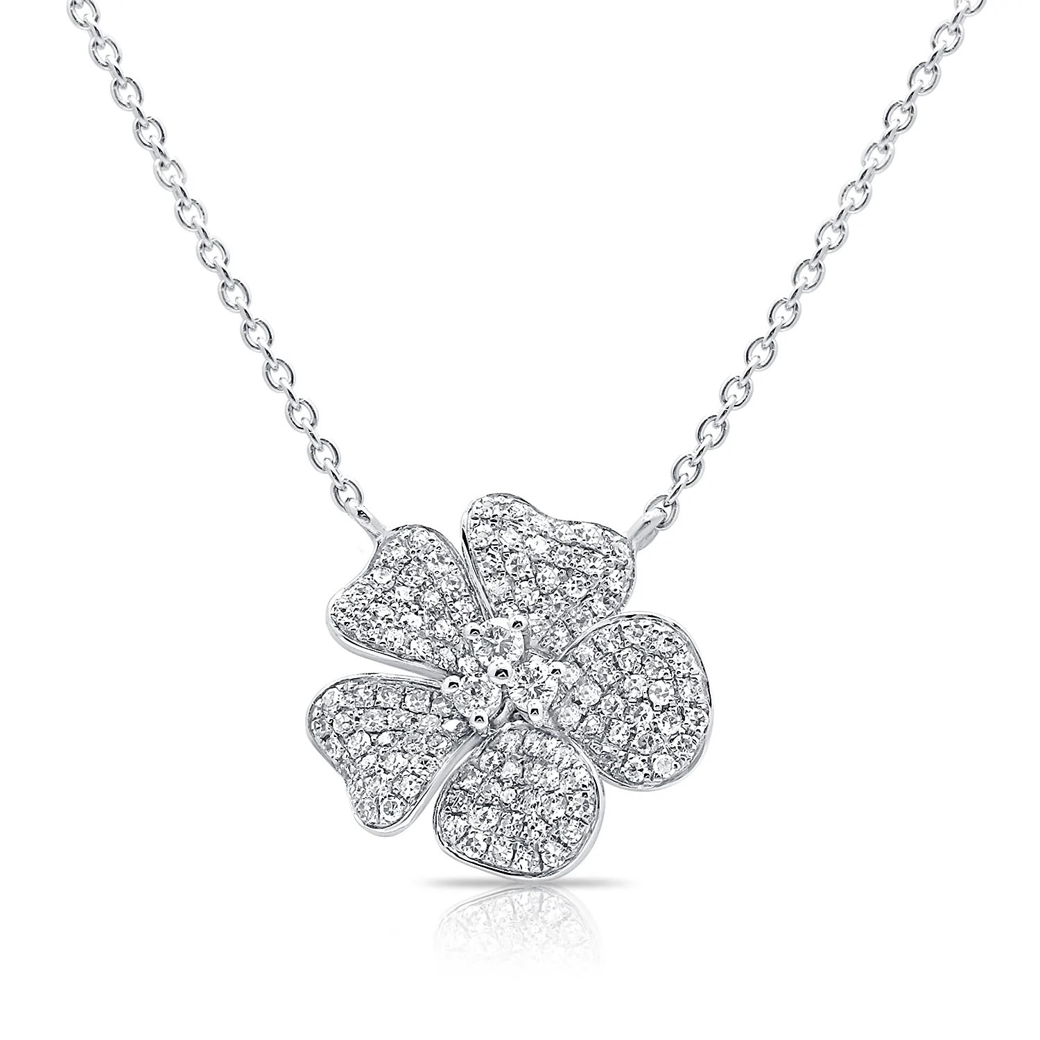 white gold diamond flower necklace