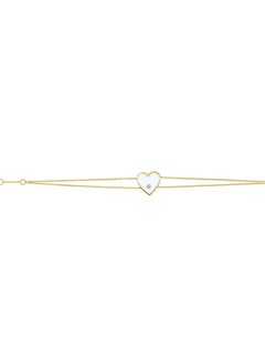 14kt Yellow Gold White Enamel & Diamond Heart Bracelet