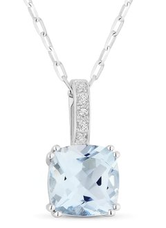 N1070 Blue Topaz & Diamond Pendant Necklace