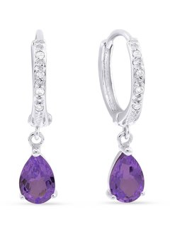 E1469 Amethyst & Diamond Drop Earrings