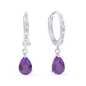 E1469 Amethyst & Diamond Drop Earrings