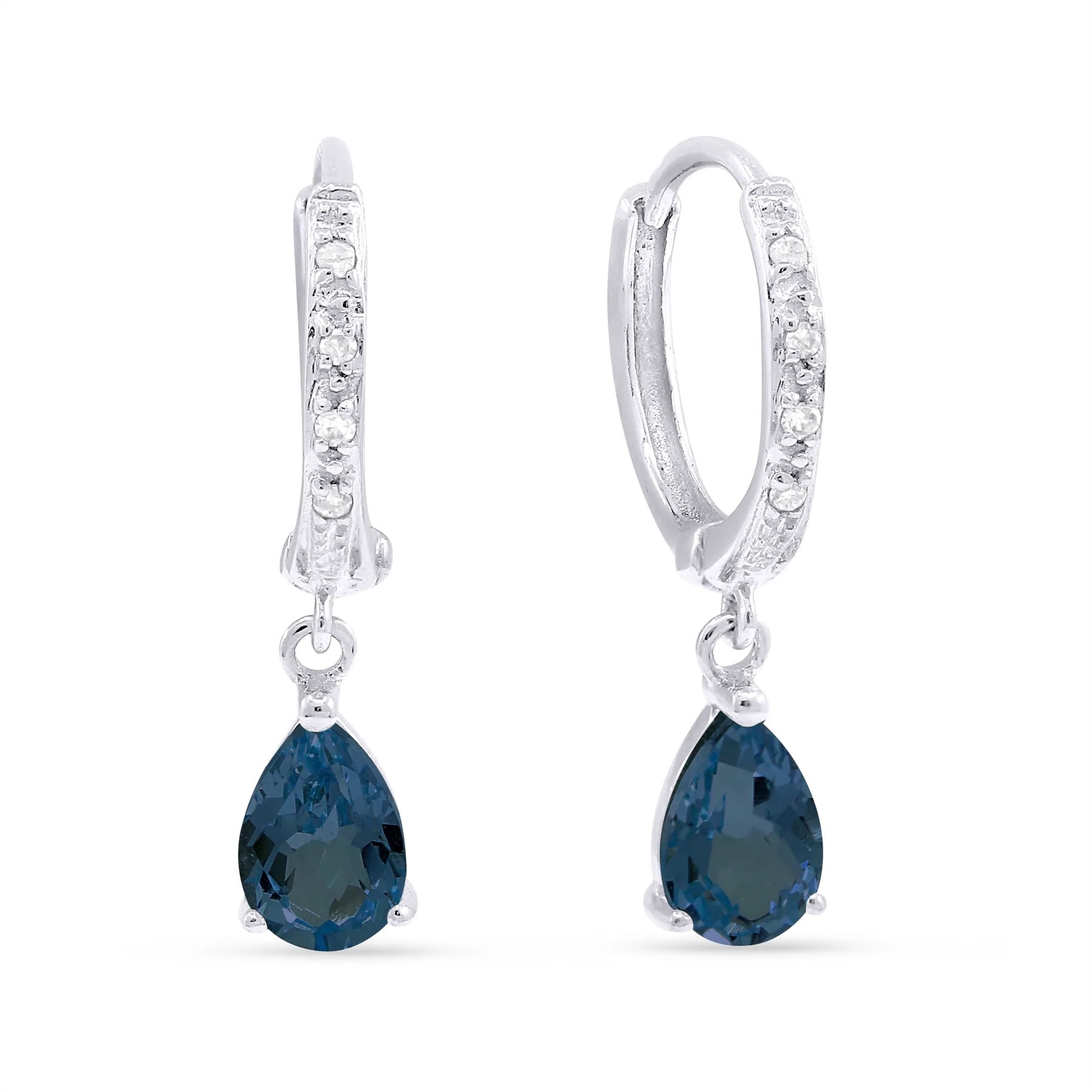 E1469 London Blue Topaz & Diamond Drop Earrings