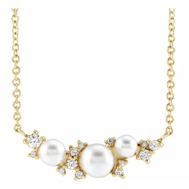 Stuller 87273 Pearl & Diamond Necklace
