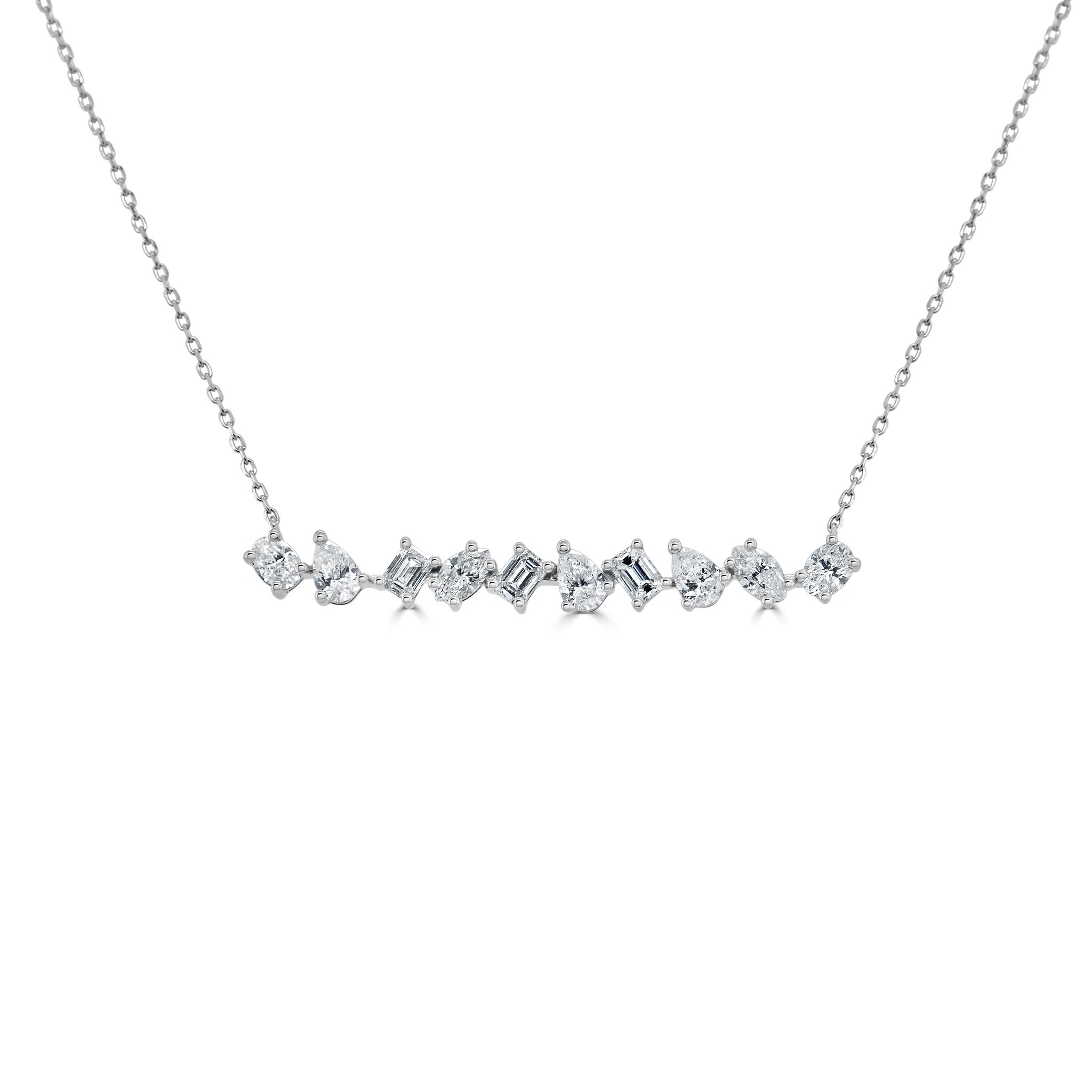 Mix of Diamond Shapes Bar Necklace