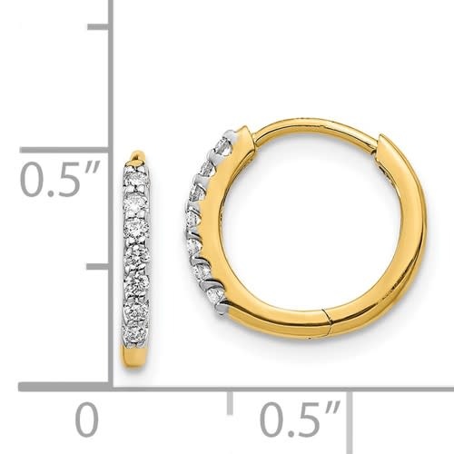 Q Gold 14kt Yellow Gold 1/2 Inch Diamond Hoop Earrings