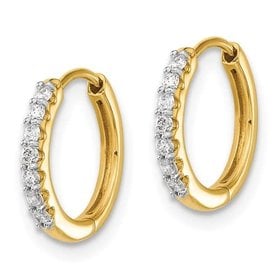14kt Yellow Gold 1/2 Inch Diamond Hoop Earrings