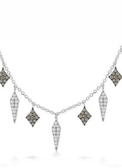 N10373 White Diamond and Black Spike Necklace