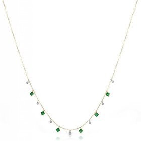N10279 Emerald Bezel Necklace