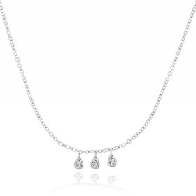 n10608 White Gold Tear Drop Diamond Necklace