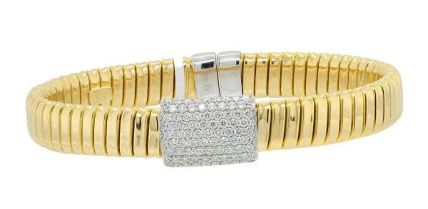 18kt Yellow Gold Flexible Diamond Bangle with .36 Carat Diamond Weight