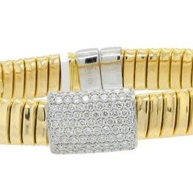 18kt Yellow Gold Flexible Diamond Bangle with .36 Carat Diamond Weight