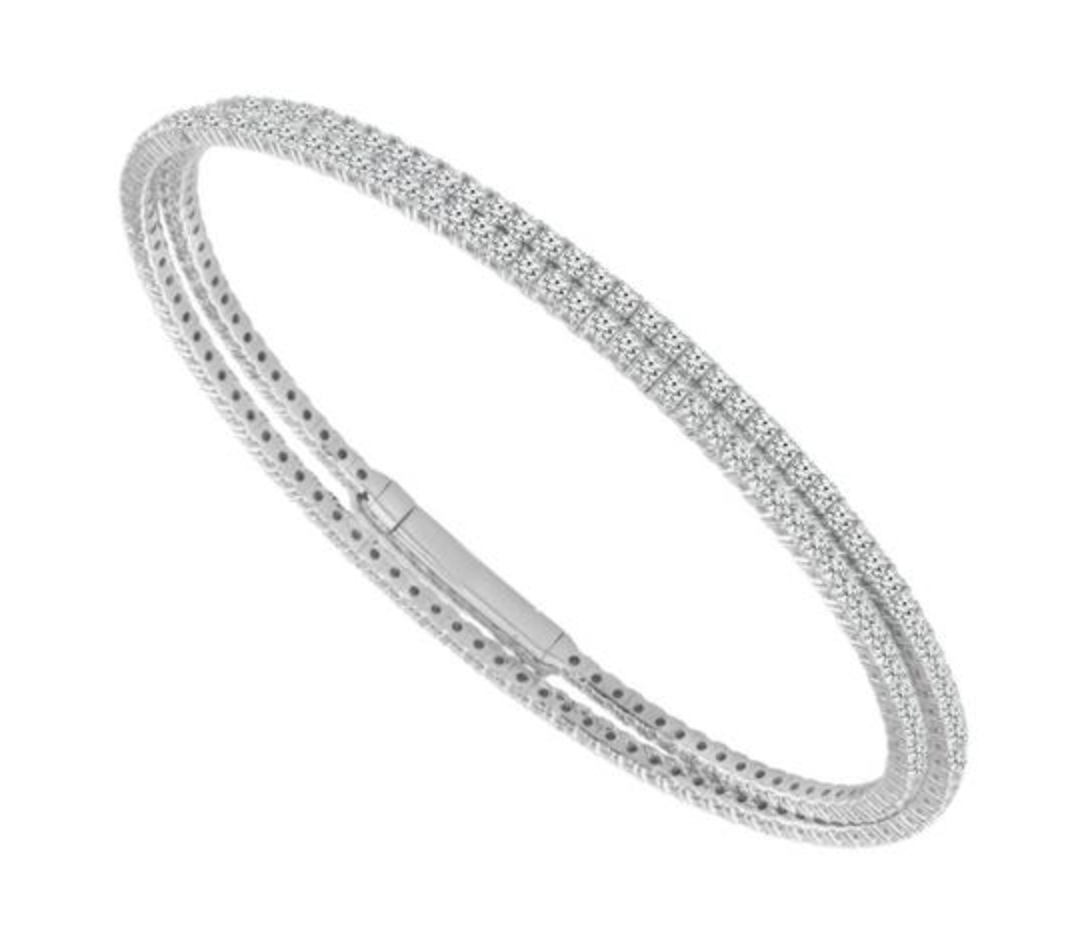 2 Row Diamond Bangle Bracelet
