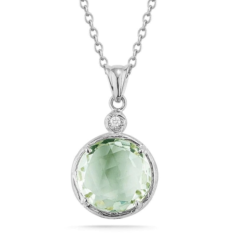 14kt Gold Green Amethyst Necklace